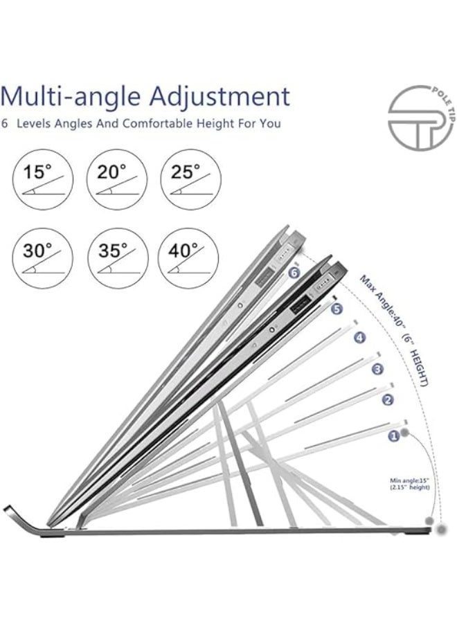حامل لابتوب قابل للتعديل إلى 7 مستويات مصنوع من خليط معدني من الألومنيوم وقابل للطّي فضي - Image 2